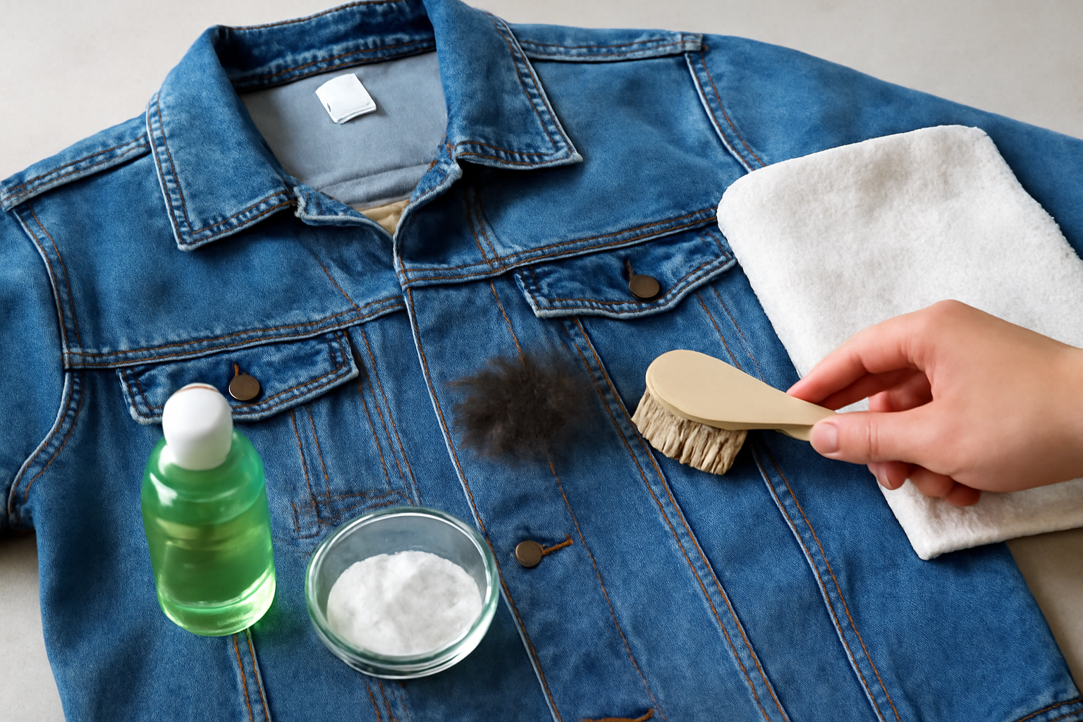 How to Remove a Set-In Grease Stain from a Cotton Denim Jacket illustration