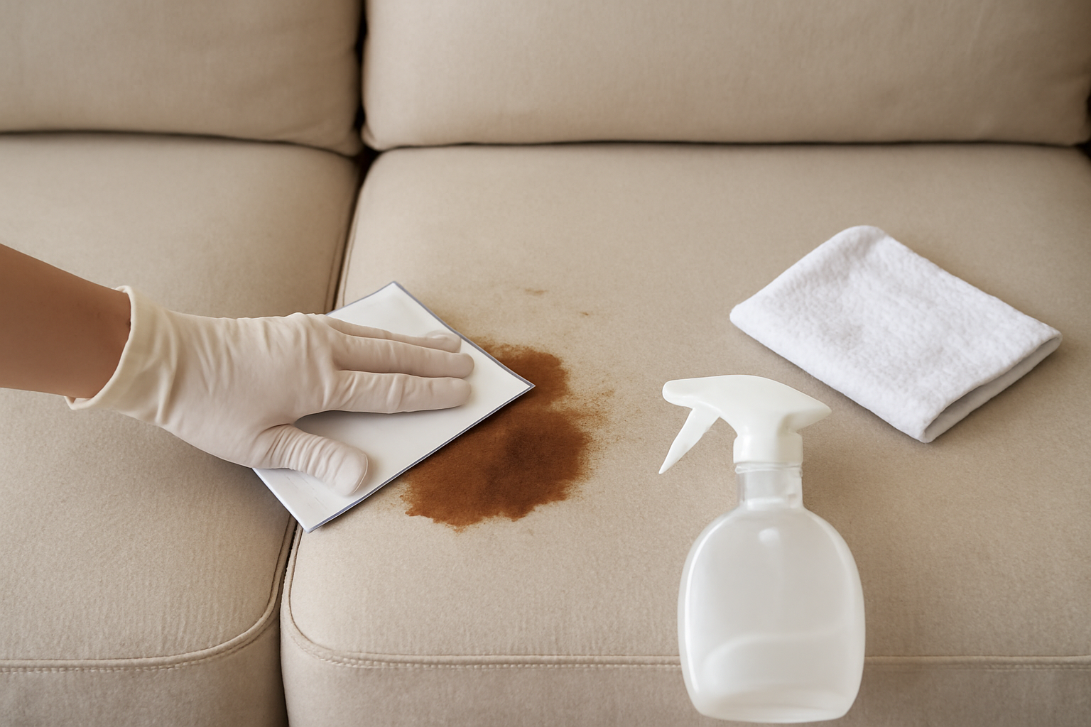 Imagem editorial: Como tirar mancha de café de sofá de tecido: guia para mancha fresca e seca