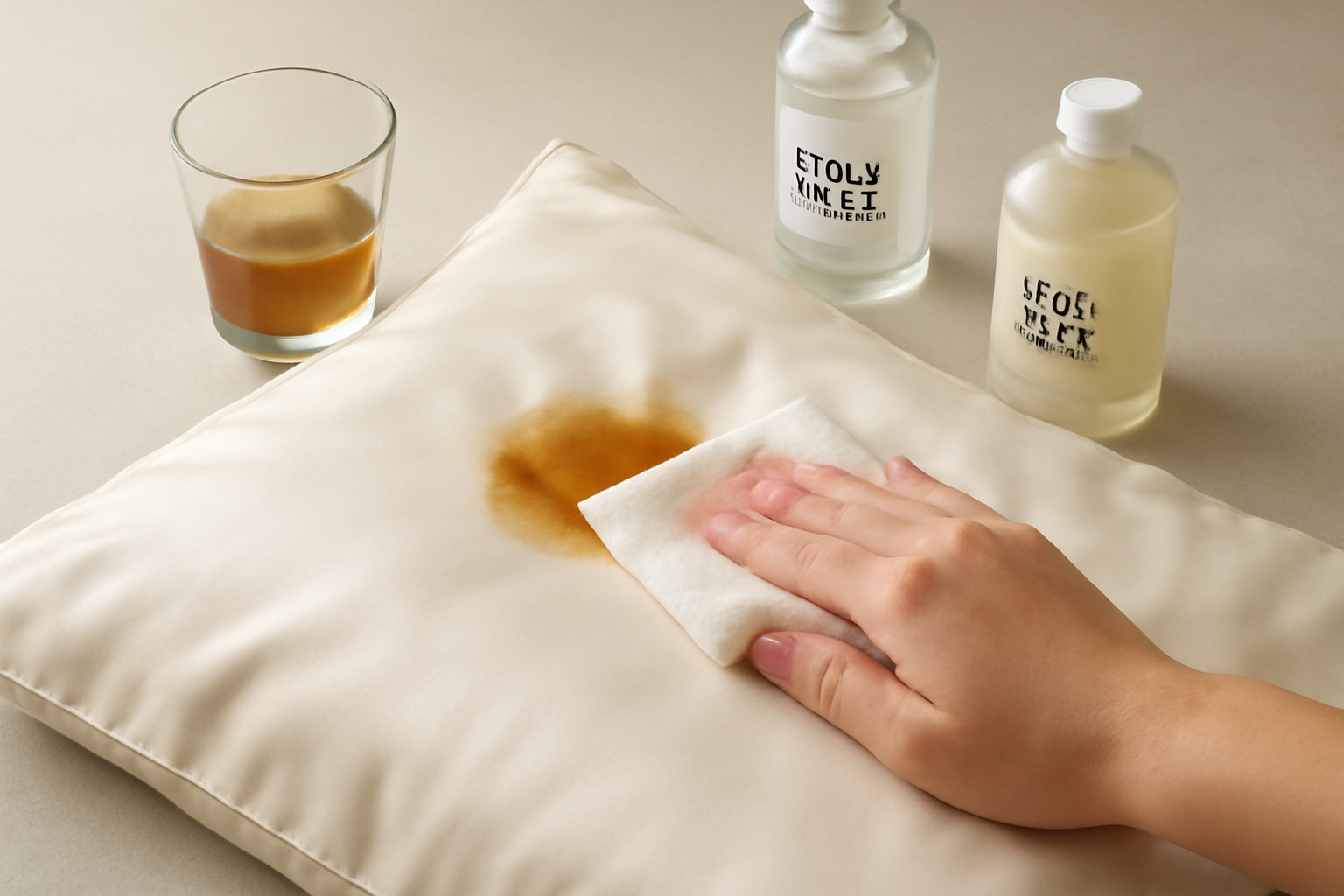 How to Remove a Dried Tea Stain from a Silk Pillowcase Without Damaging the Fabric illustration