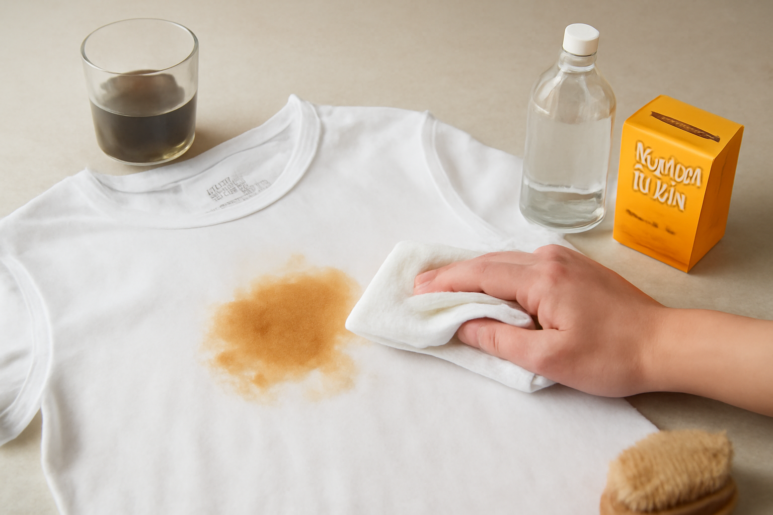How to Remove a Dried Coffee Stain from a Cotton T-Shirt illustration