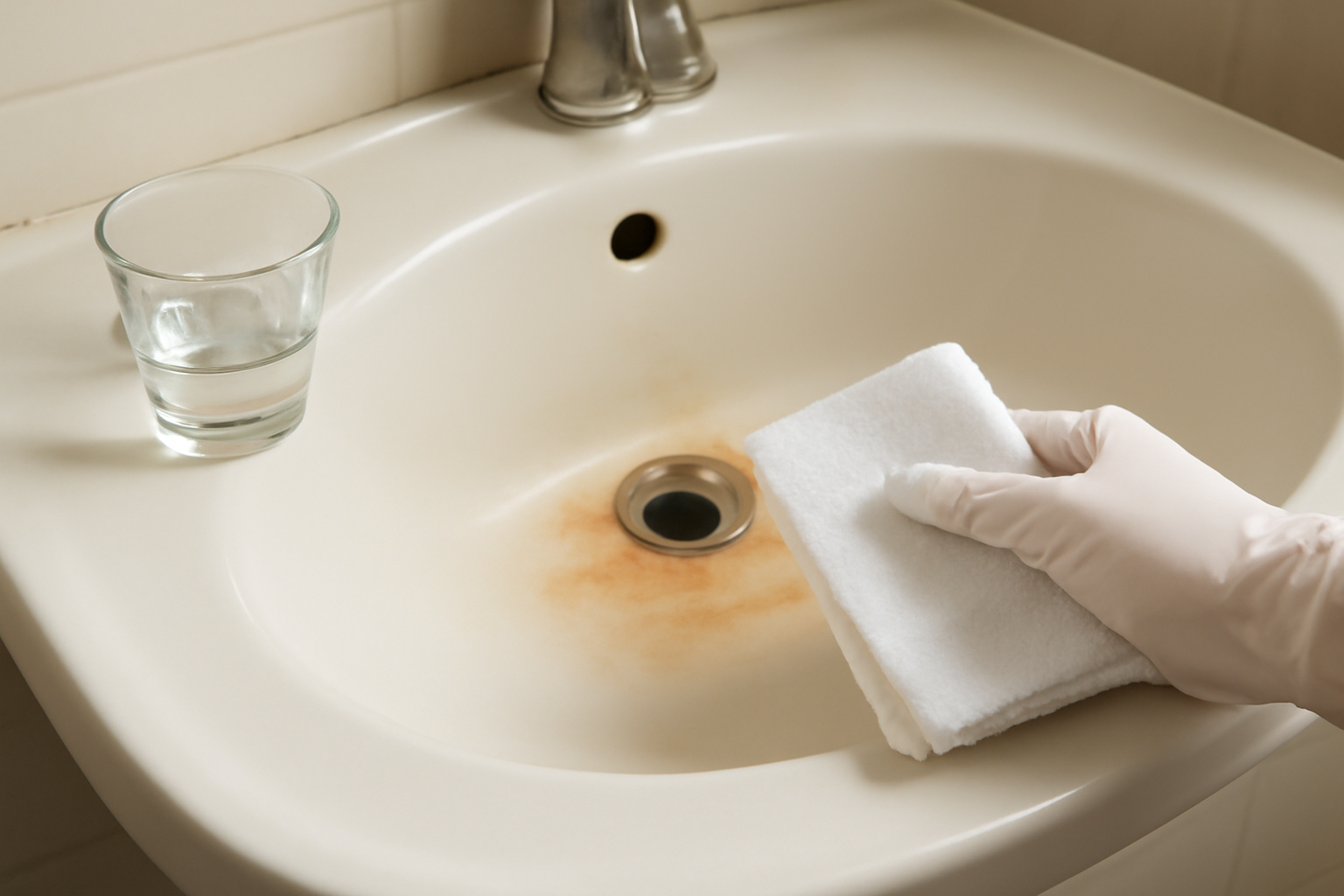Imagen editorial: Cómo quitar manchas de óxido de un lavabo de porcelana: métodos seguros para superficies delicadas
