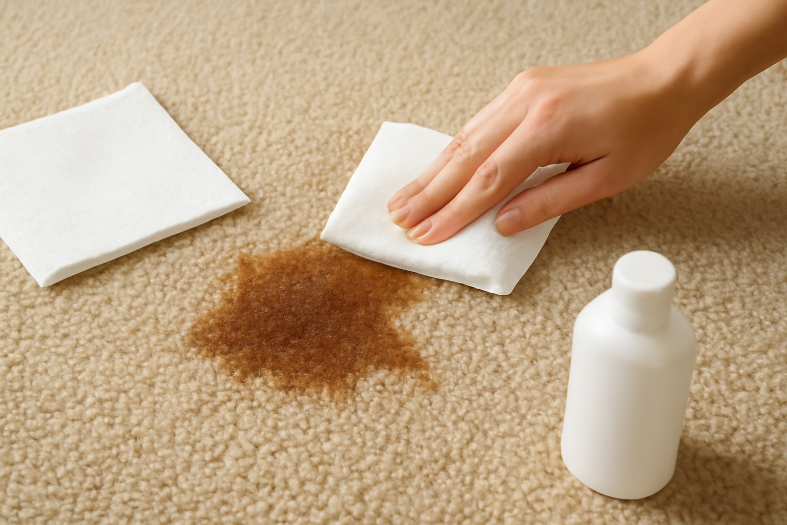 Imagen editorial: Cómo quitar una mancha de café de una alfombra de lana: guía para manchas frescas y secas