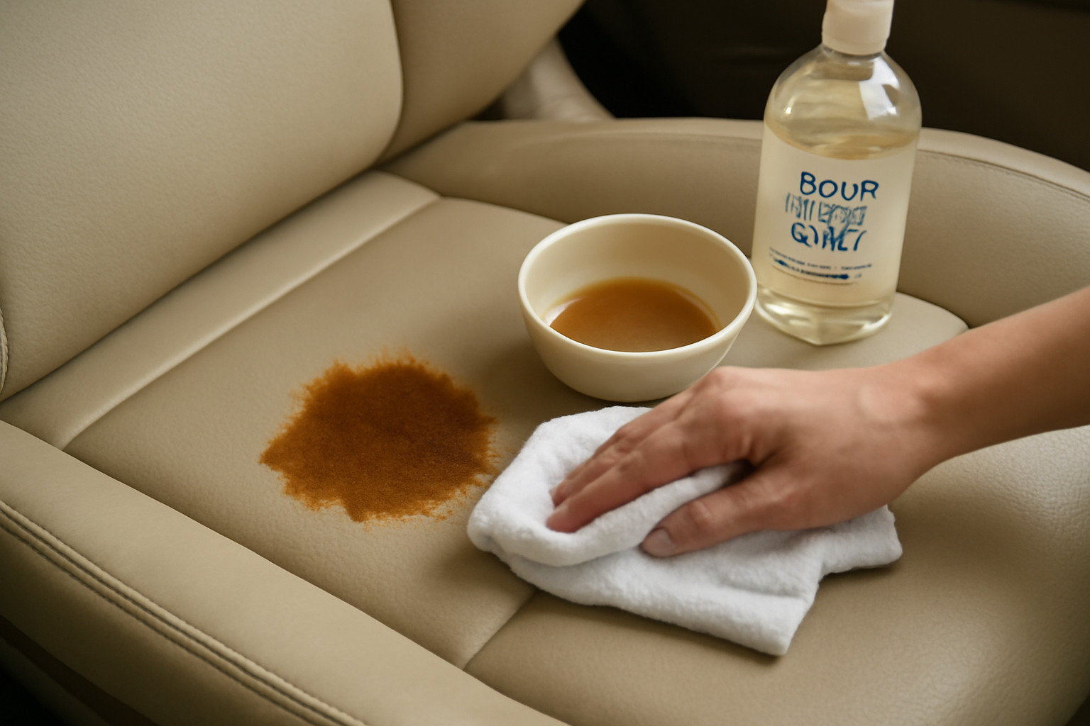 How to Remove a Fresh Coffee Stain from a Leather Car Seat Without Damaging the Leather illustration