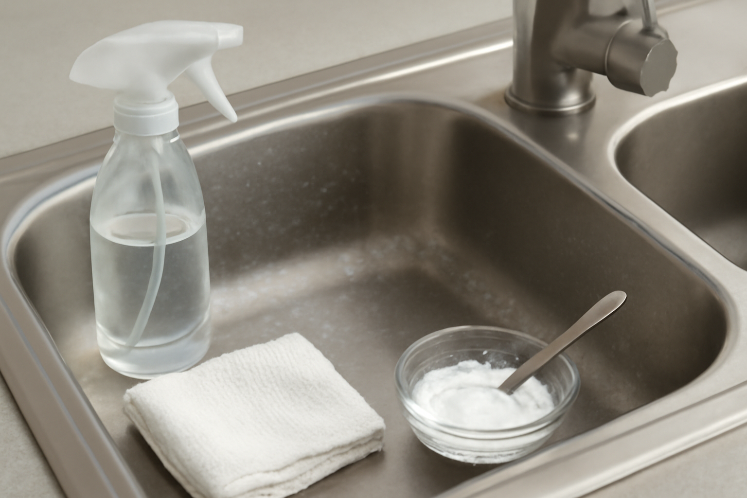 How to Remove Hard Water Spots from a Stainless Steel Kitchen Sink illustration