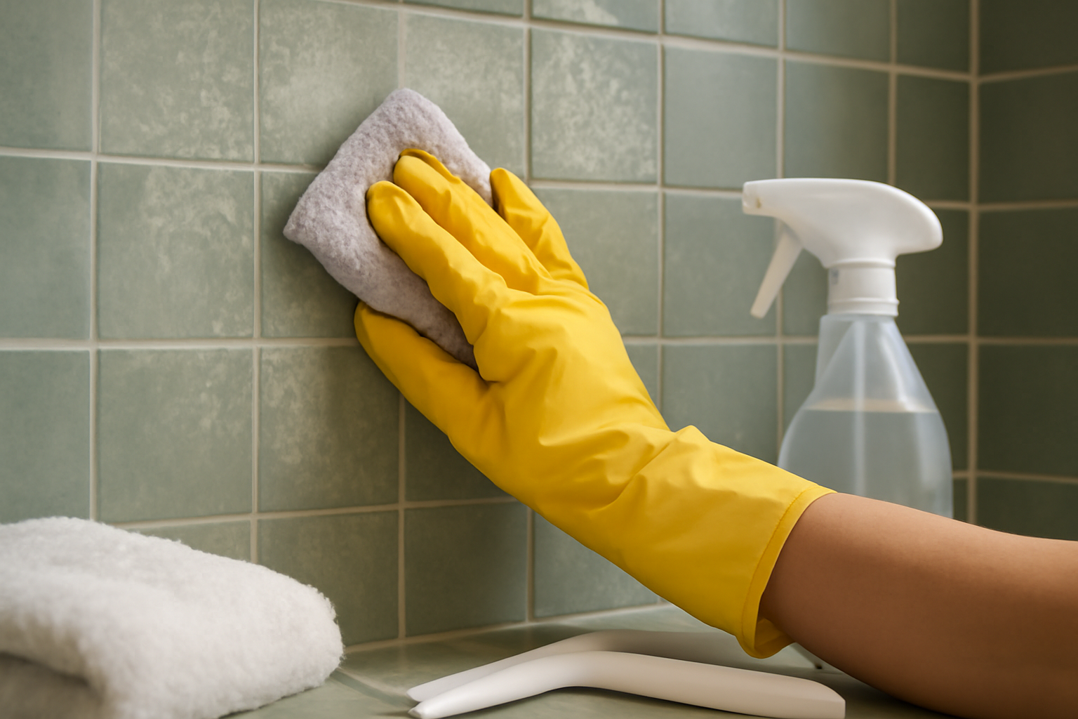 How to Remove Hard Water Stains from a Glass Tile Shower Wall illustration