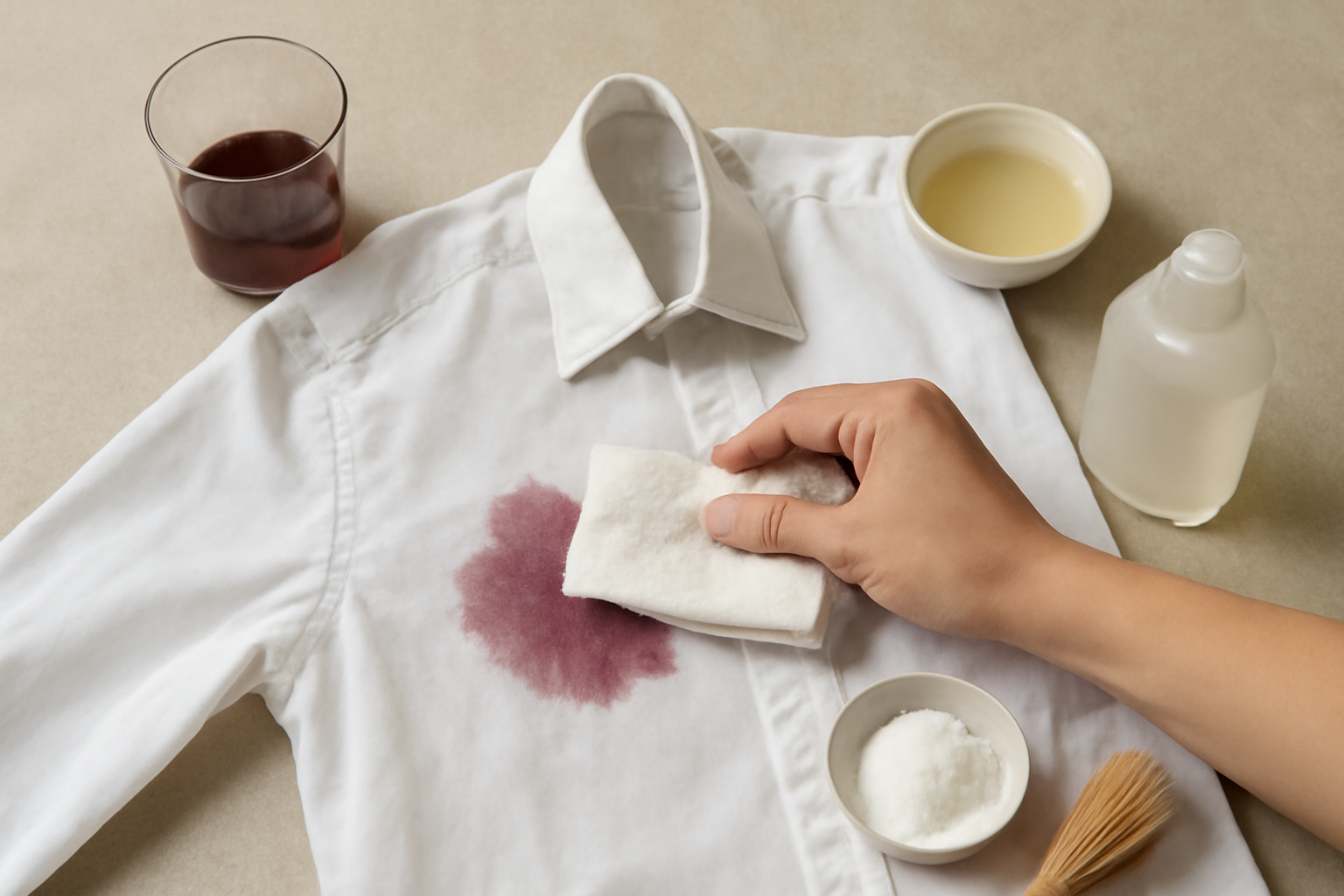 How to Remove a Set-In Red Wine Stain from a Cotton Shirt illustration
