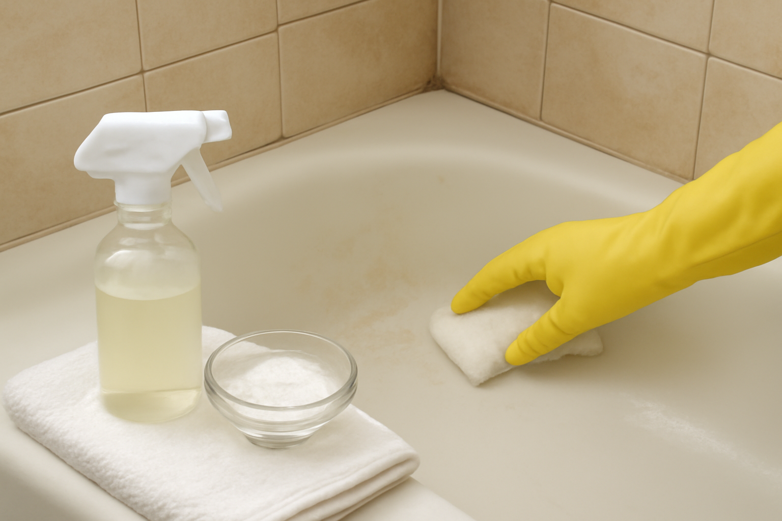 How to Remove Hard Water Stains from a Porcelain Bathtub illustration