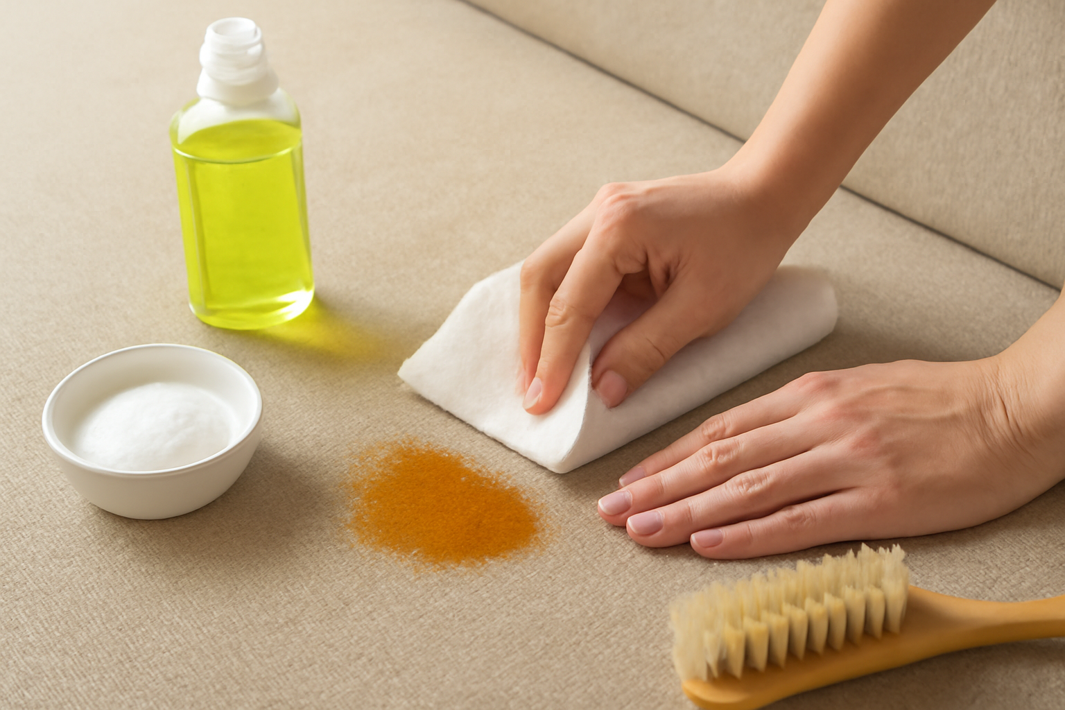 How to Remove a Fresh Grease Stain from a Polyester Couch illustration
