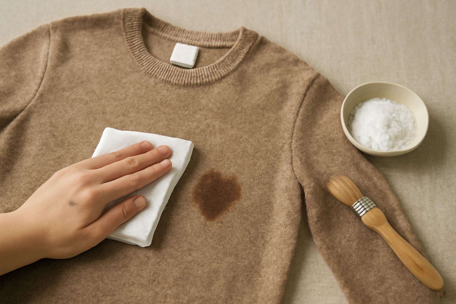 Imagen editorial: Cómo quitar una mancha de grasa de una camisa de lana: guía para manchas frescas y secas