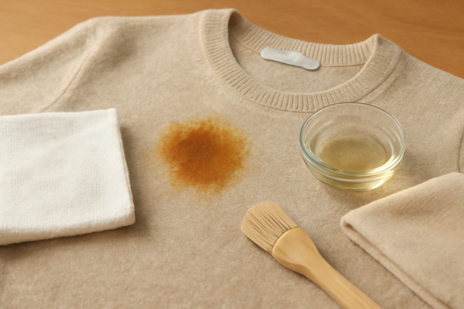 Imagen editorial: Cómo quitar manchas de óxido de una camisa de lana: métodos seguros para manchas frescas y secas