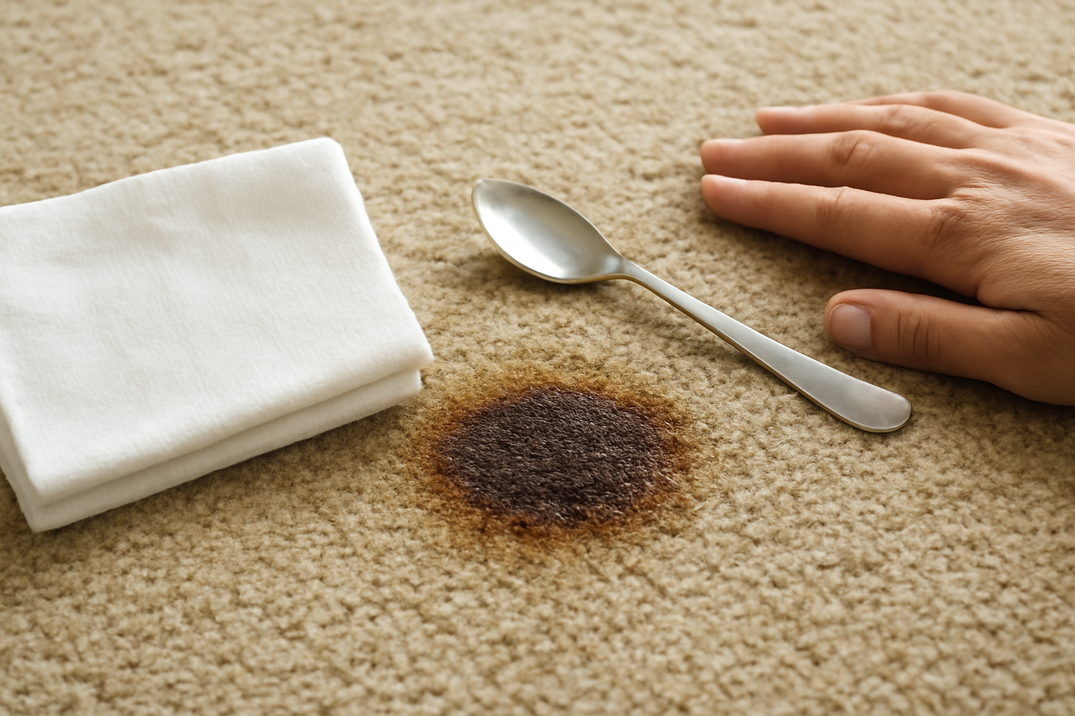 Imagem editorial: Tirar mancha de graxa de carpete claro: guia para mancha fresca e seca