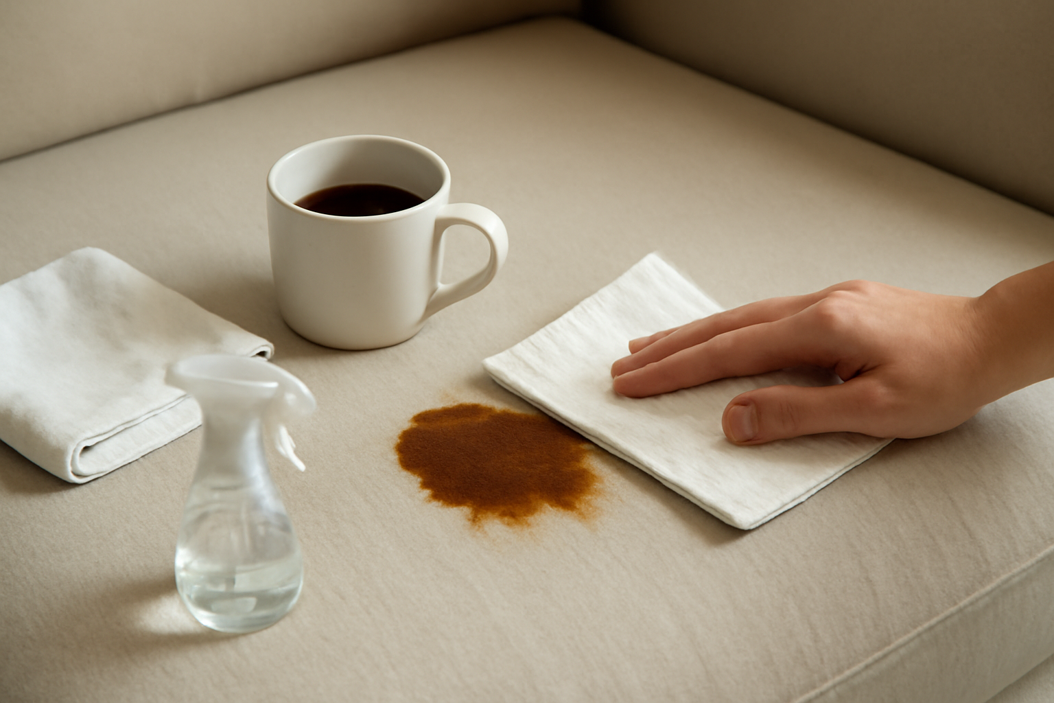 How to Remove a Fresh Coffee Stain from a Cotton Couch Without Damaging the Fabric illustration
