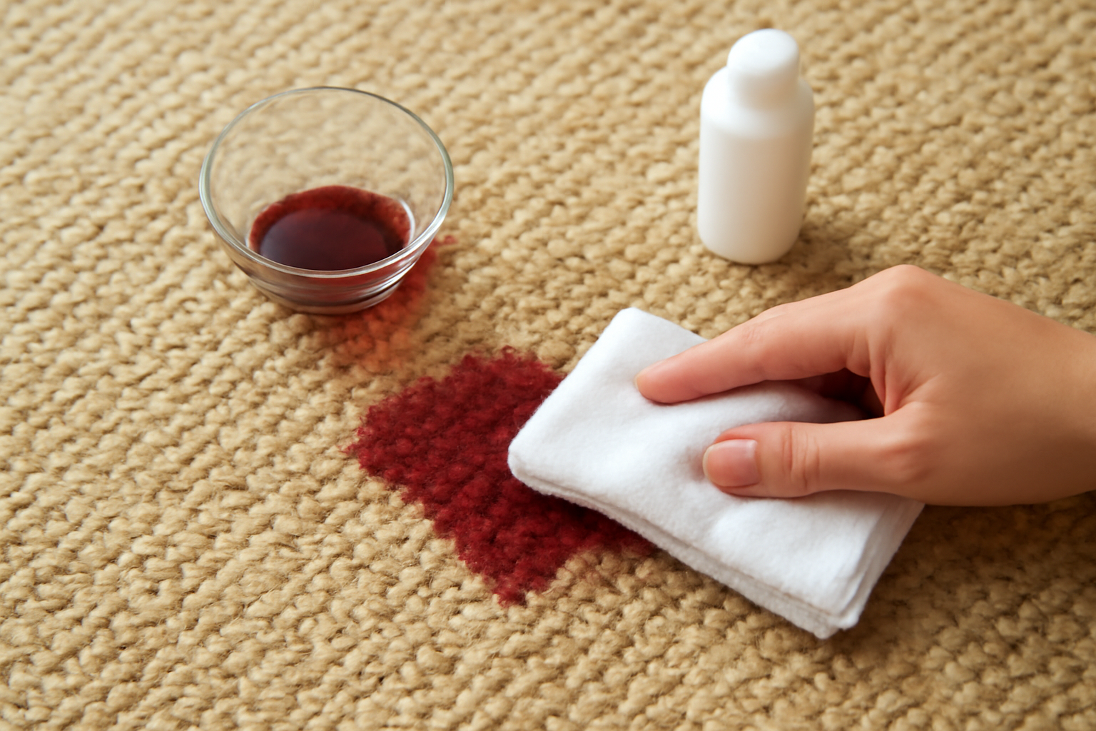 Imagem editorial: Tirar mancha de beterraba de tapete de sisal: guia para mancha fresca e seca