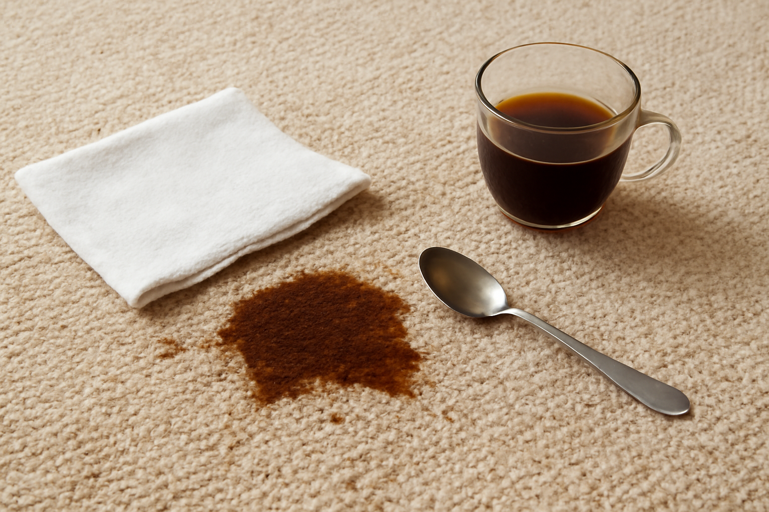 Imagen editorial: Cómo quitar una mancha de café de una alfombra de polipropileno: guía para manchas frescas y secas