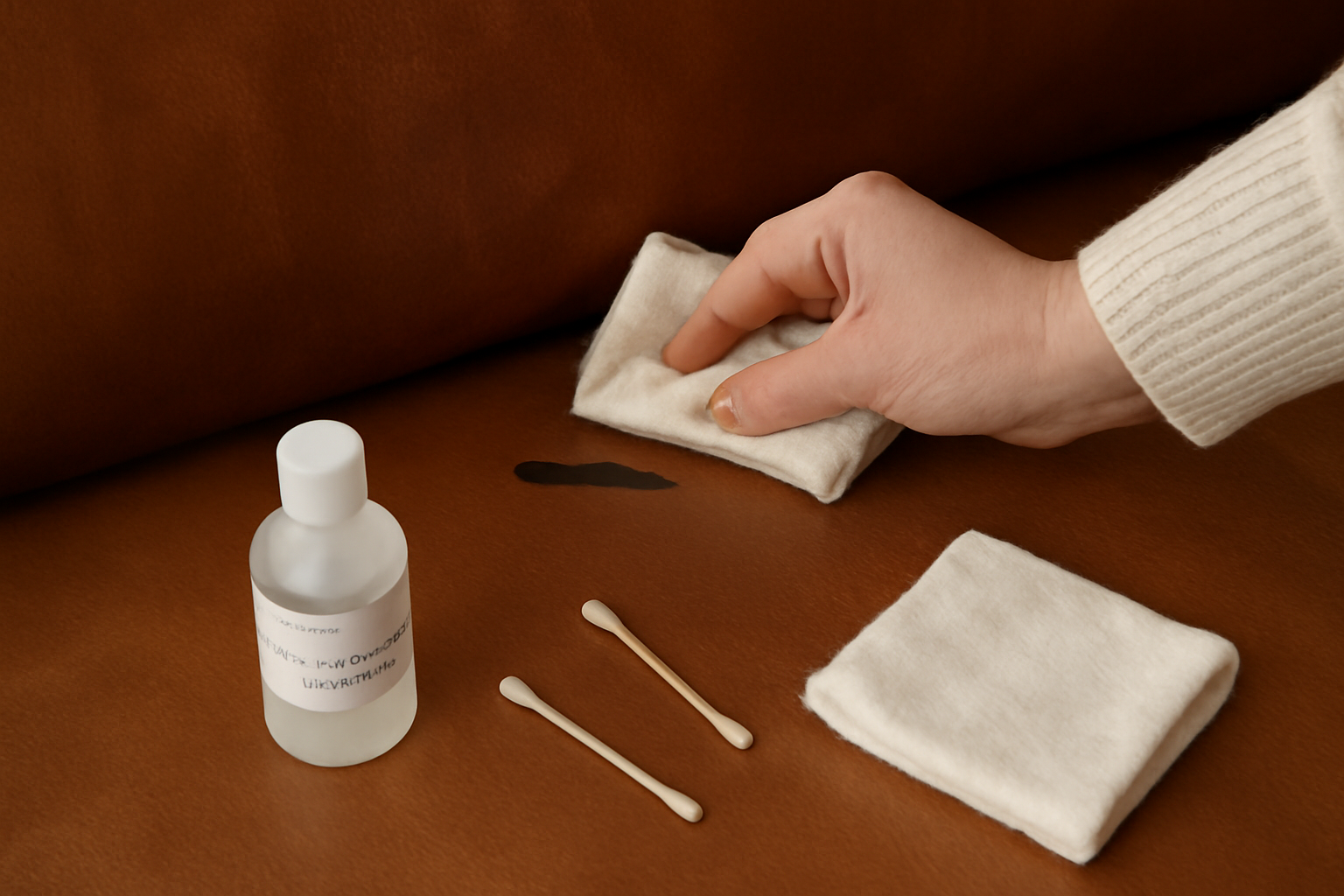 Imagem editorial: Como tirar mancha de caneta marcador permanente de sofá de couro: guia para traço fresco e seco