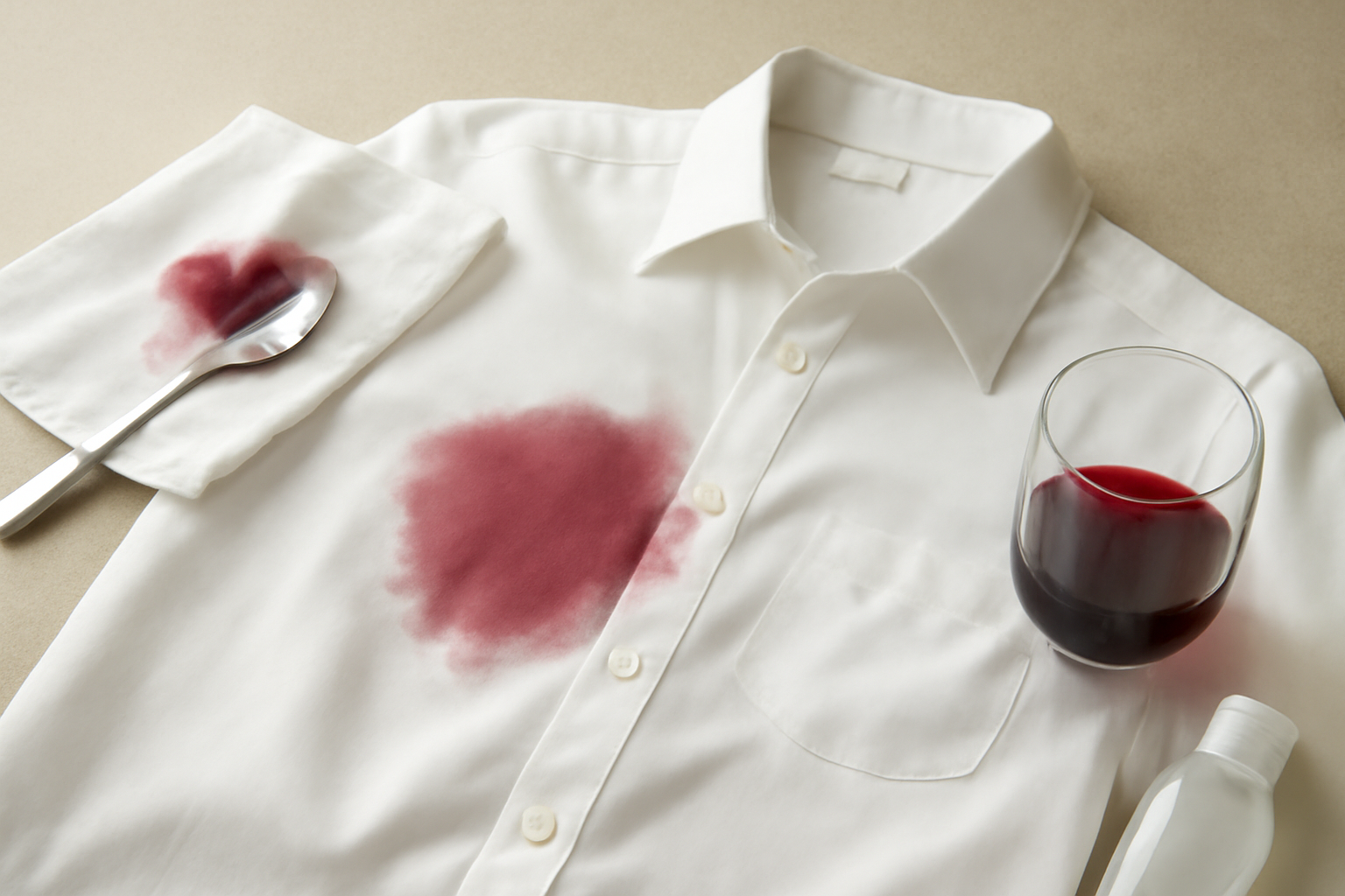 Imagen editorial: Cómo quitar una mancha de vino tinto de una camisa de seda: métodos para manchas frescas y secas