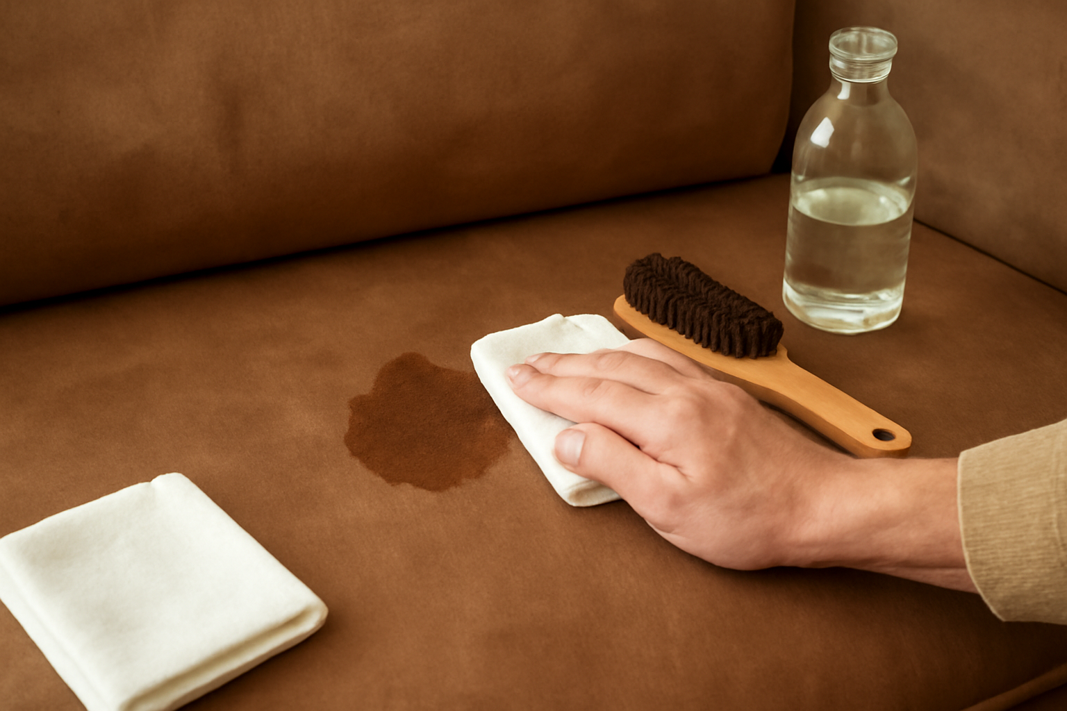 How to Remove a Dried Coffee Stain from a Suede Couch illustration