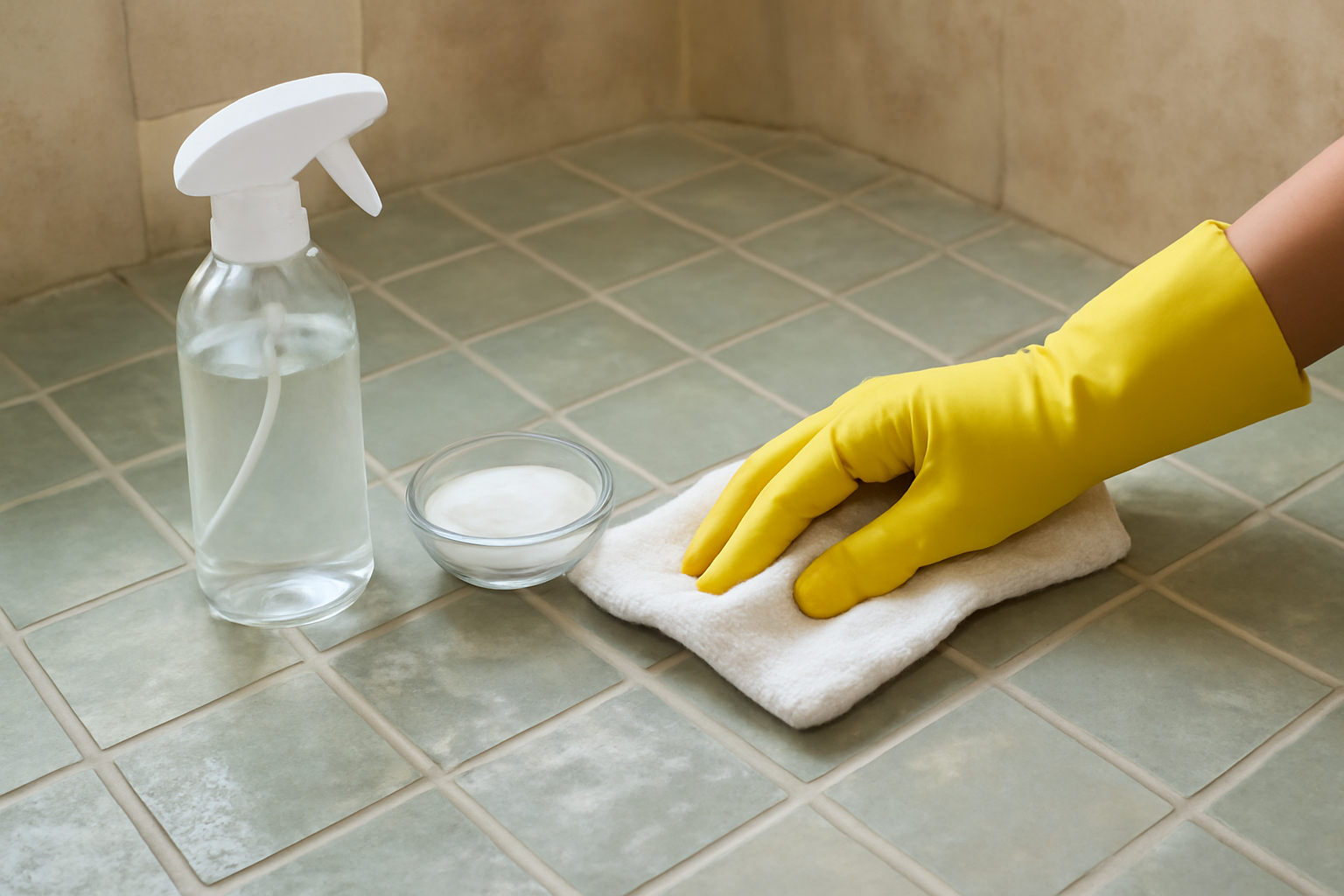 How to Remove Hard Water Stains from a Glass Tile Shower Floor illustration