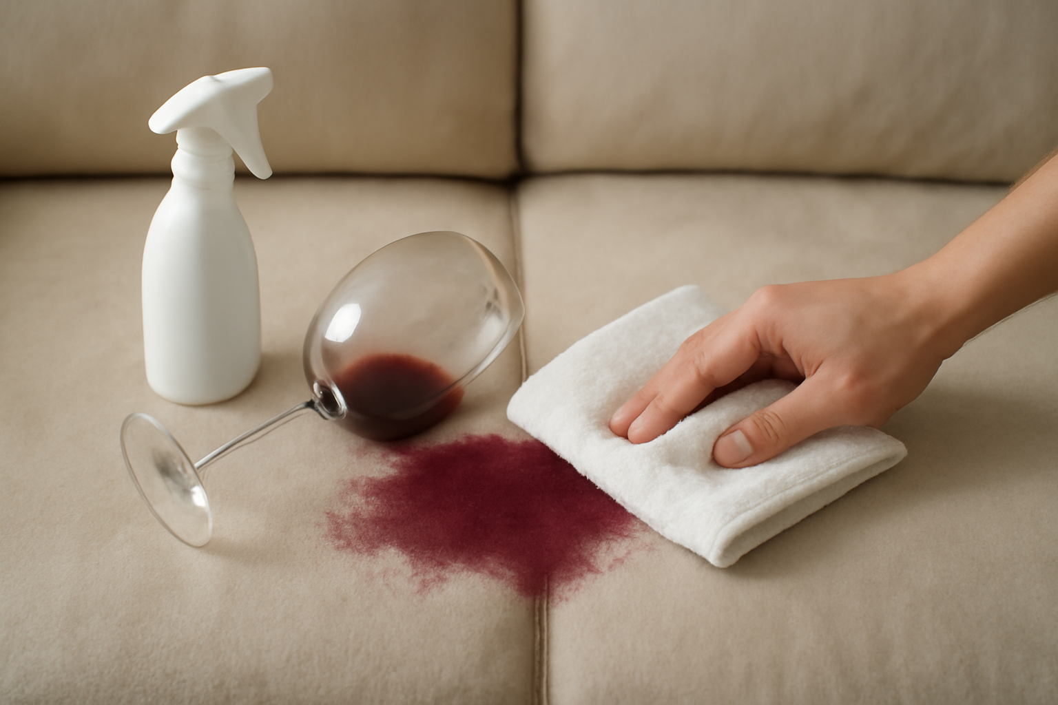 How to Remove a Fresh Red Wine Stain from a Microfiber Couch illustration