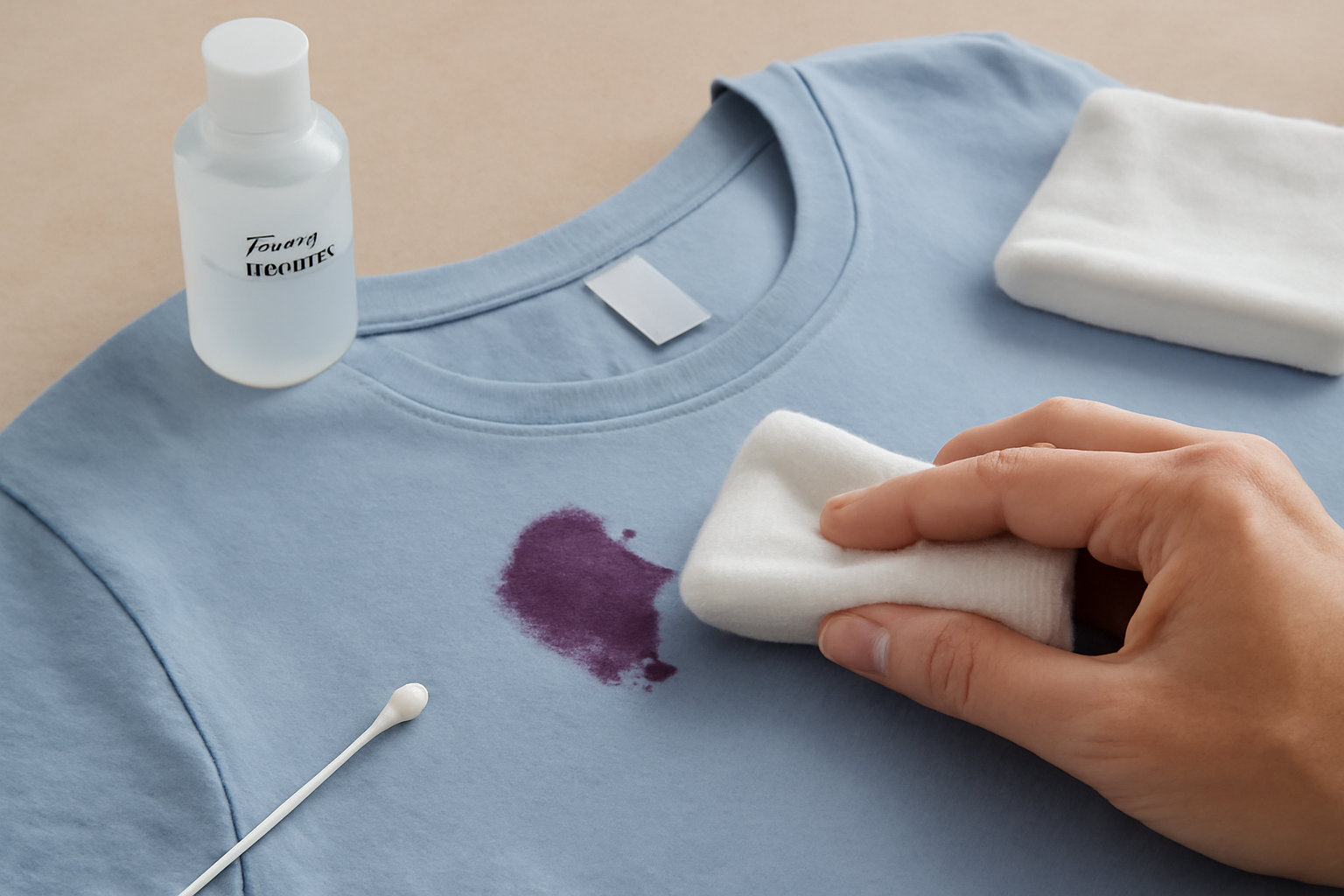 Imagen editorial: Cómo quitar una mancha de marcador permanente de una camisa de algodón de color